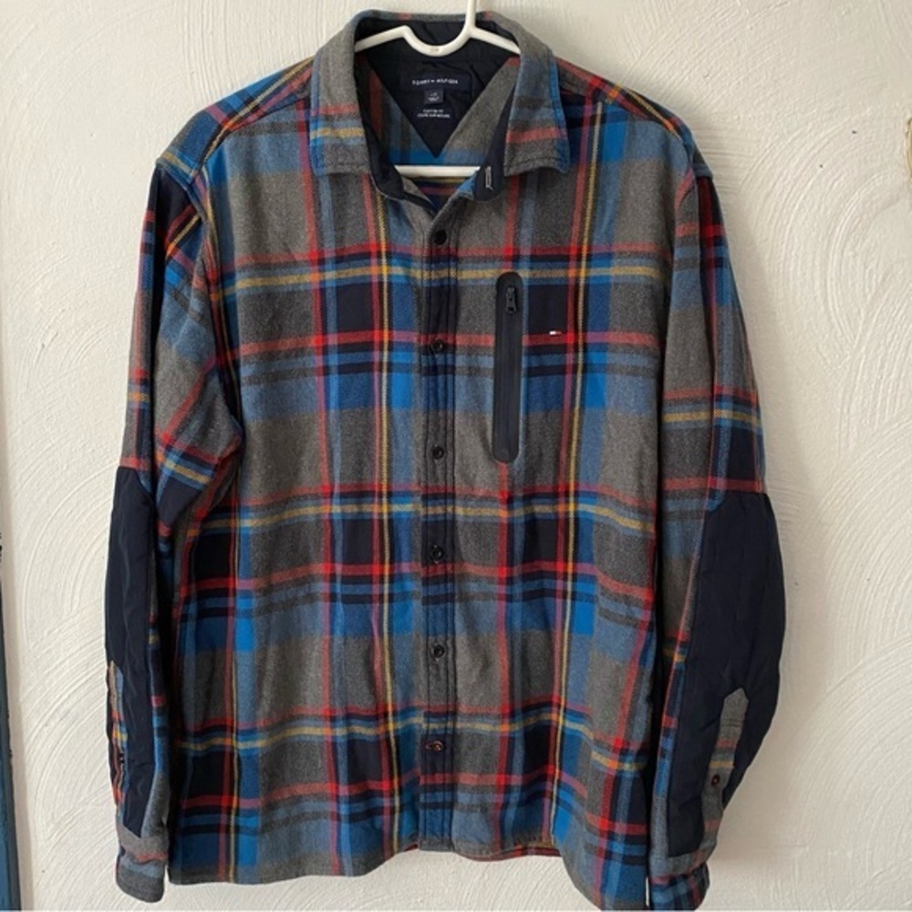 Tommy Hilfiger Red and Blue Casual Button Down Shirt Mens L‎ Workwear Cowboy